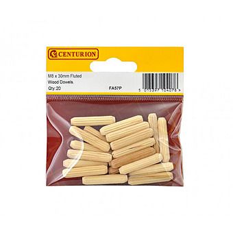 Centurion FA57P Fluted Wooden Dowels M8x30mm 20pk