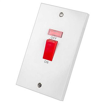 45 Amp Cooker Switch With Neon Vertical 2 Gang Size