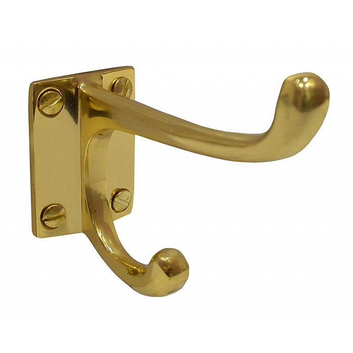 100mm PB Square Base Solid Brass Hat & Coat Hook Ray Grahams DIY Store