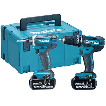 Makita DLX2131TJ 18V Combi Drill & Impact Driver Twinpack 2 x 5.0Ah Batteries (DHP482 & DTD152)