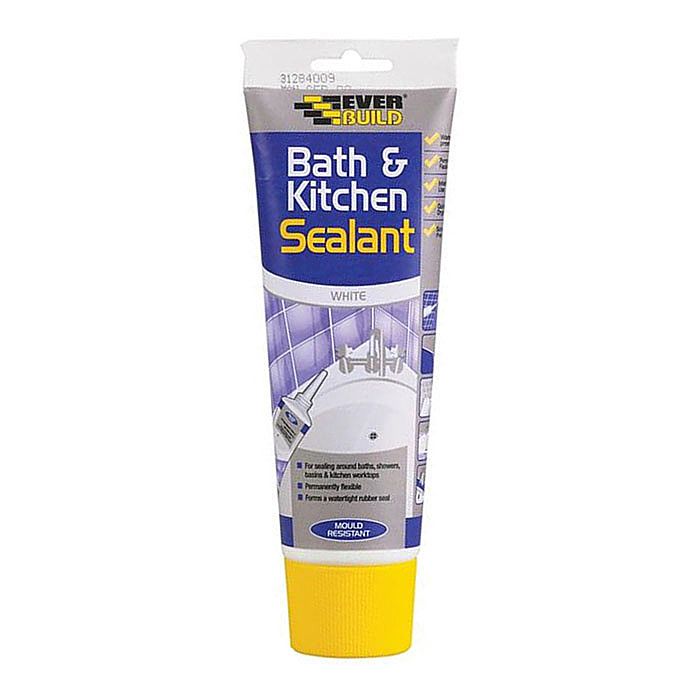 Everbuild Squeeze Tube 200mL Bath and Kitchen Sealant White Ray