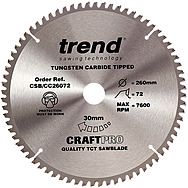 Trend CSB/CC26072 260mm x 76T Crosscut Circular Saw Blade