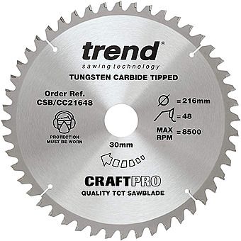 Trend CSB/CC21648 216mm Crosscut Circular Saw Blade 48T TCT