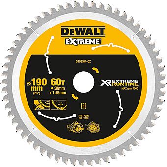 Dewalt DT99564 190mm x 30mm 60T XR FlexVolt Circular Saw Blade