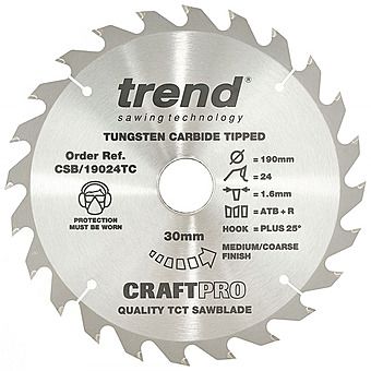 Trend CSB/19024TC 190mm Circular Saw Blade 24T For DCS575