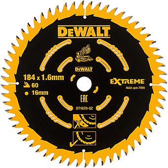 Dewalt DT1670 184mm x 16mm 60T Circular Saw Blade (For DCS365)