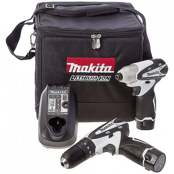 Makita DK1493WX 10.8v White Combi Drill & Impact Driver Twinpack 2 x 1