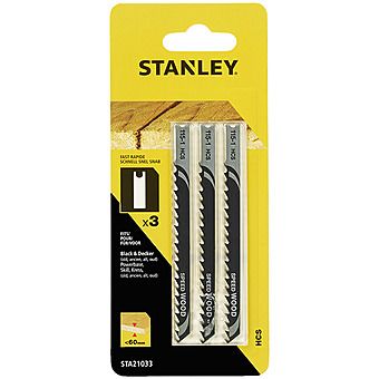 Stanley STA21033 3 Pack Fast Wood Jigsaw Blades