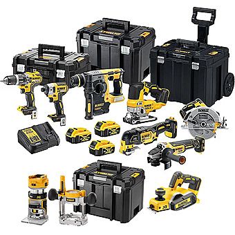 DeWalt 18V XR 9 Piece Power Tool Kit 3 x 5.0Ah Batteries - DCK755P3T + DCP580 + DCW604