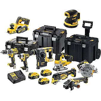 DeWalt 18V XR 9 Piece Power Tool Kit 3 x 5.0Ah Batteries - DCK755P3T + DCP580 + DCW210