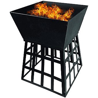 Redwood Fire Pit With BBQ Grill