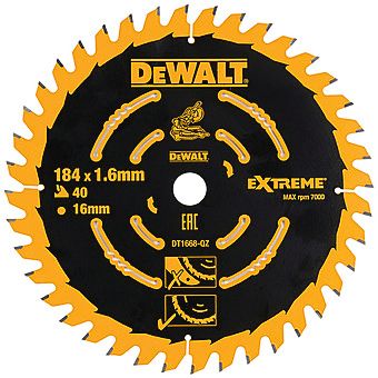 Dewalt DT1668 Medium Mitre Saw Blade 184mm x 16mm x 40T For DCS365