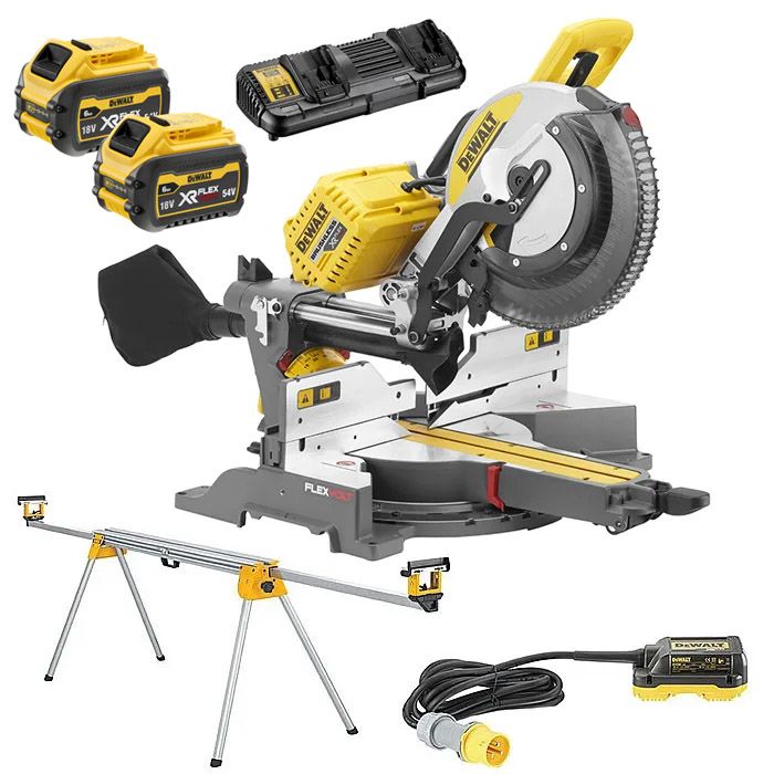 DEWALT DHS780T2 54V FlexVolt 12" Mitre Saw With DE7023 Leg Stand 2 x 6