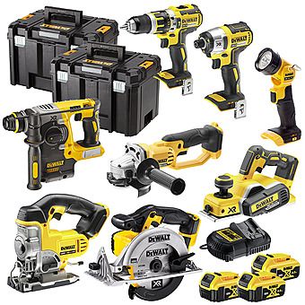 DeWalt 8 Piece 18V XR Cordless Powertool Kit 3 x 4.0Ah Batteries - DCK699M3T + DCG412 + DCP580