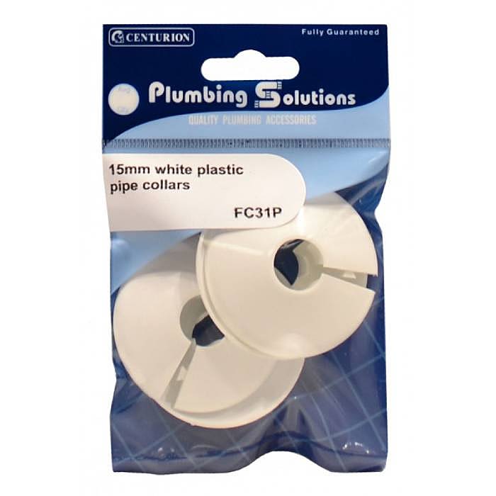 15mm White Plastic Pipe Collars (Pack of 4) Ray Grahams DIY Store