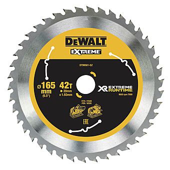 DeWalt DT99561 165mm x 20mm x 42T XR Circular Saw Blade (Suits DCS520)