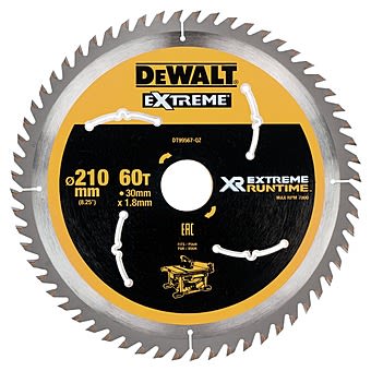 Dewalt DT99567 210mm x 30mm 60T XR FlexVolt Table Circular Saw Blade