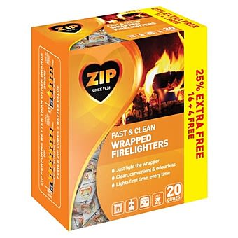 Zip Fast & Clean Wrapped Firelighters 20 Pack