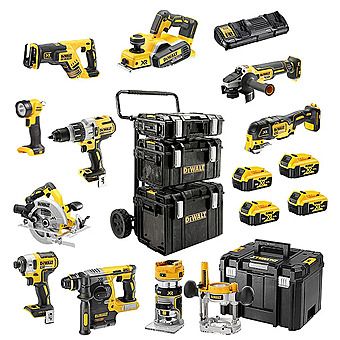 DeWalt 10 Piece 18V XR Power Tool Kit 4 x 5.0Ah Batteries - DCK853P4 + DCW604 + DCP580