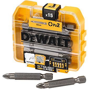 DeWalt 15 Pack PZ2 50mm Screwdriver Bits in ToughCase+