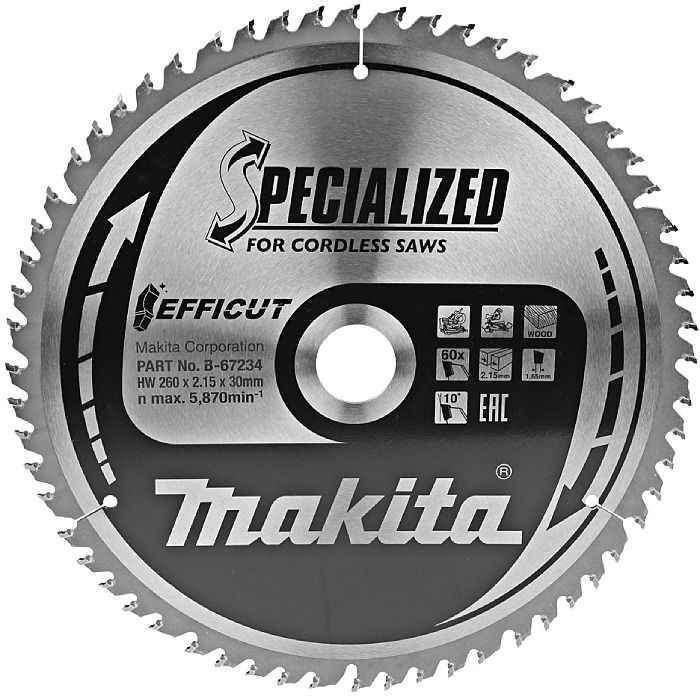 Makita B 260x30mm 60t Circular Saw Blade Ray Grahams Diy Store