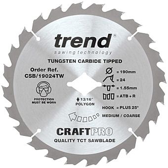 Trend CSB/19024TW 190mm 24T CraftPro Circular Saw Blade For DCS577