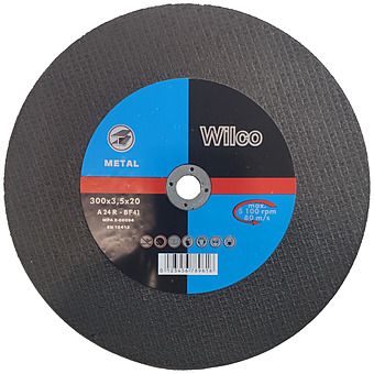 Wilco 300mm x 3.5mm Abrasive Metal Cutting Disc - 20mm Flat Centre