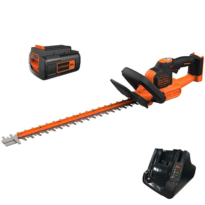 Black Decker BCHTS3620L1 36V Cordless 55cm Hedge Trimmer With SawBlade With 1 x 2.0Ah Battery