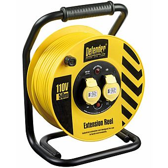 Picture of Defender 110V Twin Outlet Extension Cable Reel