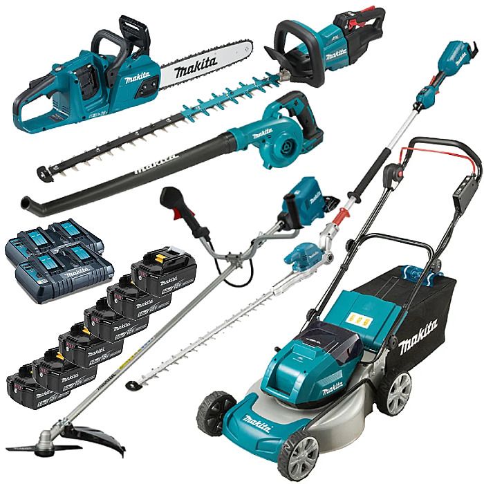 Makita 6 Piece Cordless Garden Power Tool Kit 6 x 5.0Ah Batteries