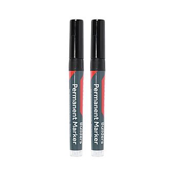 Builders Permanent Marker 2 Pack Black Chisel Tip