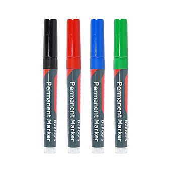 Builders Permanent Marker 4 Pack Mixed Colours