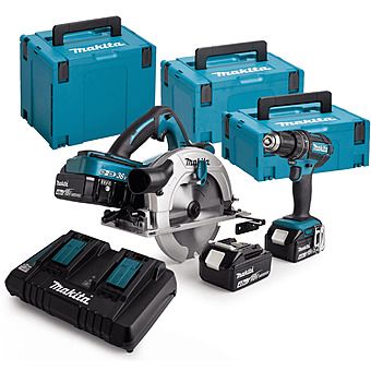 Makita DLX2140PMJ 18V Combi Drill & 190mm 36V Circular Saw 4 x 4.0Ah Batteries (DHS710 & DHP482)