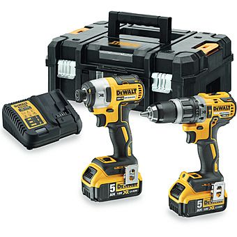 DeWalt DCK266P2T 18V XR Brushless DCF887 Impact Driver & DCD796 Combi Drill Twinpack 2 x 5.0Ah Batteries