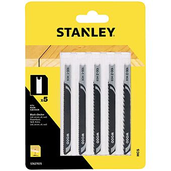 Stanley STA27035 U-Shank Jigsaw Wood Blades 5 Pack Mix