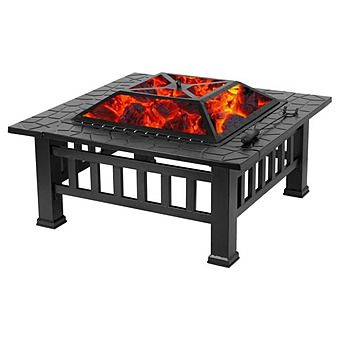 32" Square Fire Pit, BBQ & Ice Box