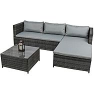 Kingfisher Corner Sofa & Table Set | Rattan Effect