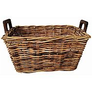 Castle Living Rattan Log Basket With Wooden Handles