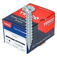 TIMco No.8 Twin Thread Wood Screws Roundhead PZ2 200 Box