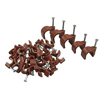 Brown Round Electrical Cable Clips Flexible 7-10mm Box of 100