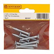 1 1/2" x 10 ZP Cross Recessed Hardened Twin Thread Woodscrews with Countersunk Head (Pack of 9)