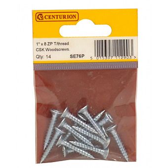 1" x 8 ZP  Cross Recessed Countersunk Hardened Twin Thread Screws Zinc Plated (Pack of 14)