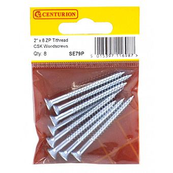 2" x 8 ZP Cross Recessed Hardened Twin Thread Woodscrews with Countersunk Head (Pack of 8)