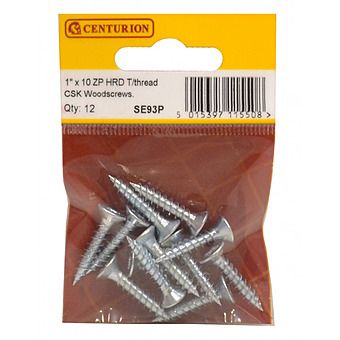 1" x 10 ZP Cross Recessed Hardened Twin Thread Woodscrews with Countersunk Head (Pack of 12)