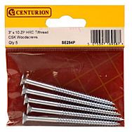 3" x 10 ZP Cross Recessed Hardened Twin Thread Woodscrews with Countersunk Head (Pack of 5)