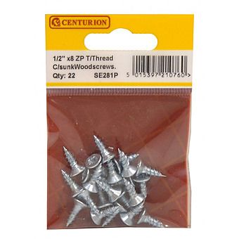 1/2" x 8 ZP Cross Recessed Hardened Twin Thread Woodscrews with Countersunk Head (Pack of 22)