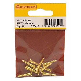 3/4" x 6 SC Slotted Brass Woodscrews with Raised Head (Pack of 10)