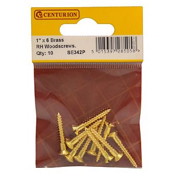 1" x 6 SC Slotted Brass Woodscrews with Raised Head  (Pack of 10)