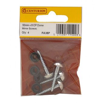 30mm x 8 Chrome Plated Dome Mirror Screws Pack Of 4