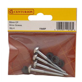 50mm x 8 Chrome Plated Dome Mirror Screws Pack Of 4